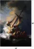 Rembrandt Jesus Christ In The Storm On The Sea Of Galilee Ship Boat Ocean Oil Painting 1633 Cool Wall Decor Art Print Poster