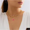 Chokers Sweet fresco rosa colore rosa a forma di amore a forma di ciondola set di spessore catena del collo impilata per donne che frequentano regalo creativo gioielli dhtcb dhtcb