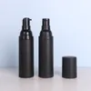 15 ml 30ml 50ml Botellas de embalaje de plástico negro Bottado de la loción sin aire Contenedor de la bomba de vacunas Proyectores de botella cosmética para el logotipo de la custome de cosméticos