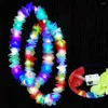 Party -Dekoration 1PCS Frauen Mädchen LED Leuchten Hawaii Blume Leis Haar Band Garland Hula Luau Glow Wrader Halskette Geburtstag Hochzeit Weihnachten