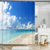 Shower Curtains Summer Seaside Curtain Beach View Coconut Tree Bathroom Fabric Restroom Decor Waterproof With Hook