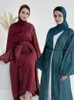 Vêtements ethniques Khimar Abaya Jilbab 2 pièces Set Ramadan Musulm Set Vêtements de prière Femme Dubaï Islam Hijab Kimono Ka Ensemble Musulmans T240510