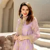 Bordado de roupas étnicas Abaya Eid Mubarak Ramadan Mulheres Muslim Maxi Dress Dubai Islâmico Marrocos Partido Kaftan Robe Árabe Vestido