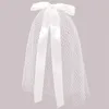 Veils de mariée élégant blanc court voile pour ruban de ruban bowknot accessoires de mariage aux femmes avec pince à cheveux