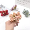 Kwiaty dekoracyjne 6pcs mini sztuczny kwiat jedwabny bukiet róża kwiatowy