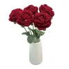 Decorative Flowers Artificial Flower Living Room Decoration Burgundy Roses Single Bouquet Wedding Fake Dried Ornaments