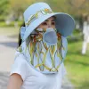 Femmes uv protection hremptable coude face pêcheur cap cap cap chapeurs de soleil