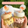Wine Glasses Cute Alphabet Cup With Straw Glass Water Girl Portable Double Drinking Coffee Mug Accessories