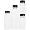 Bouteilles d'eau carrée carrée transparente bouteille de consommation d'alcool transparent de thé à lait transparent avec couvercle du jus réutilisable de boisson à la tête de récipient pour le soda