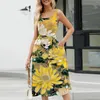 Casual Dresses Bohemian Retro A-line Sundresses Spring/summer Sleeveless Long Dress Women's Round Neck Printed Swing