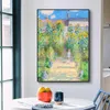 Claude Monet Canvas Wandkunst - Der Künstlergarten im Vheuil -Poster - Kunstdruck - Ölmalerei Reproduktion - Naturbilder kühles Wanddekor für Wohnzimmer Schlafzimmer