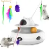 PAWPARTNER CAT SMART TEASER TOY PET TRANDTABLE Catching Training Training Toys USB opladen 4 in 1 kitten speelgoed met Feather Laser Trackball 240508