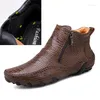 Botas clássicas de couro genuíno genuíno primavera masculina plataforma quente neve punk motocicleta ao ar livre Sapatos de trabalho