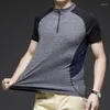 Polos masculinos Treinamento de verão Polo Camiseta Meia Sleeved China Pescoço Negócio Premium Slim Ice Macho