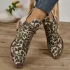 Botas ocidentais para mulheres 2024 outono retro leopardo impressão feminina confortável salto baixo tamanhos grandes sapatos femininos botinos mujer