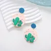 Orecchini a pennaglietta caduta vintage per donne geometria della moda 3D Cactus Green Green Pendant Clay Earring Gioielli