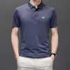 2024 Summer High End Mens Mens Ice Silk Krótki rękaw Lapelowa koszula Polo