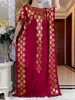 Vêtements ethniques Dubaï New Abaya pour les femmes Summer Short Slve Robe de coton Gold Embarque Loose Lady Maxi Robe africaine avec une grande écharpe T240510