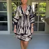 Casual Dresses Women Boho Print Mini Dress Summer Elegant Sleeveless 3/4 Sleeve V Neck Ruffle Loose Oversize Beach Party Sundress