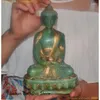 Decoratieve beeldjes 9 "Tibet Natural Old Old Green Jade Gilt Sakyamuni Shakyamuni Boeddha -standbeeld