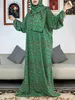 Ethnische Kleidung Neswest Muslim Rayon Abayas für Frauen Ramadan Gebet Dubai Türkei Naher Osten Femme Robe Blumen lose afrikanische Kleid Turban Joint T240510