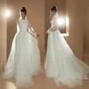 Plaża A Line Suknie ślubne 2020 Koronki z koronkami Romantyczne sukienki ślubne Długie rękaw Bohemian Wedding Vestido de Noiva 251h