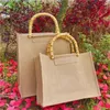 Sacos de compras Jute Shopper Bolsa Mulher Mulher Lady Bamboo Tote Designer Handbag Grocery Eco Friendly