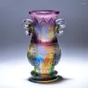 Wazony najwyższej klasy Glass Crystal wazon luksusowe starożytne dziedzictwo kulturowe czyste rękodzieło ozdoby do salonu dekoracja uchwytu na kwiaty