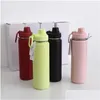 Water Bottle Stainless Steel Yoga Sports Fitness Bottles Simple Pure Color Insated Tumbler Mug Cups With Lid Thermal Insation Gift Cup Dhpn9