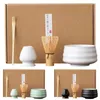 Teaware Set Matcha Whisk Set Safe Bamboo Teskoon Te Bowl med Siler Japanese Ceremony Accessory Birthday Present