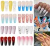 24pcs Professional Faux Nails Long Ballerina Half French Acrylique Nail Tips Presse sur des ongles Couverture complète Manucure Beauty Tools1523623