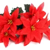 Decorative Flowers Christmas Artificial Poinsettia Bushes Flower El Simulation Fake Party Festival Supplies Leaves Xmas Decor