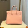 Sac à main de créateur brkns Swift Leather Handswen 7a Pure Handmade Wax File Luxury Swift Cuir Pink Gold Buckle BK25 Sac