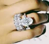 2st toppsäljande parringar lyxiga smycken 925 Sterling Silver Oval Cut White Topaz Cz Diamond Eternity Wome Wedding Bridal Ring7981816