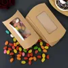 Hediye sargısı 10/20pcs yastık şekil kurabiye şeker kutusu düğün kraft kağıt ambalaj kutuları açık pencere doğum günü partisi dekor malzemeleri