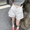 Denim szorty kobiety 2024 Wiosna i lato Nowy cienki i wysoki stały kolor Lose A-Line szerokokadłubowe spodnie w stylu Koreańska moda wszechstronna krótkie dżinsy Kobieta