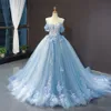 Robe de mariée de couleur bleue hors de la robe de bal épis