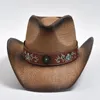 Bérets Paille Cowboy Chapeaux pour hommes et femmes vintage bordure bordure de la plage de la plage du soleil Panama Cowgirl Jazz