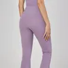 Al Yoga Leggings Kvinnor Split-Hem High-Rise Mini-Flare Pant Nude-Feel Tight Hip-Lift Sweatpants Andningsbarhet Sport som kör breda benbyxor Pilates blossade byxor