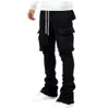 Herren gestapelt Jogger mit Pocket Street Wears Herren Jogginghosen Cargo Hosen Flare Hosen 2024 Winter Clohting Trackhose 240511