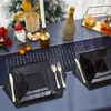 Disposable Dinnerware BMBY-Disposable Appetizer Plates - Black Plastic Dessert Elegant Design For Weddings