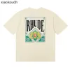 T-shirts de créateurs haut de gamme Rhude pour 24 nouvelles cartes vertes de nouvelle rue High Street imprimées pur coton pur tshirt à manches courtes pour hommes et femmes avec 1: 1 original