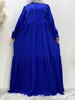 Vêtements ethniques Femmes musulmans du Moyen-Orient ABAYA LOBE STYLE CHIFFON LONGE Couleur solide Vêtements islamiques Dubaï Turquie Bouton A-Line T240510