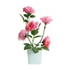 Fleurs décoratives fausse plante en pot pas de décollage Gift d'aménagement paysager simulation de fleur de rose Bonesaï Pot artificiel écologique respectueux de l'environnement