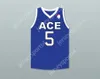 Custom nay mens Youth / Kids Breezy 5 Ace Family Charity Blue Basketball Jersey Top cousé S-6XL