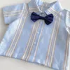 Ensembles de vêtements 22307 Baby Boy's Short à manches combinaison 2024 Gentleman Summer Two-Piece Shirt Strap Pant