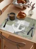 Table Mats rétro Abstract Paint Navire Anchor Green Cuisine Vreinte Table Bottelle Placemat Placets de café 4 / 6pcs Bureau