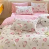 Sängkläder sätter rosa serie tecknad täcke täcke set anime laddad mjuk hemtextil polyester 3d digital tryckning barn gåva