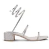 Summer Sexy Women Rene Caovilla Cleo Sandals Scarpe scintillanti Sole a spirale in cristallino a spirale Cingcio da sposa Lady Gladiator Sandalies con scatola EU35-43