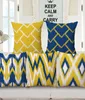 couverture de coussin bleu et jaune ikat almofada moderne taier ethnique moderne pour chaise chaise 45 cm scandinave cojines5458455